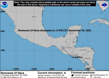 Monitorean remanentes del fenómeno tropical Nana