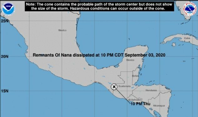 Monitorean remanentes del fenómeno tropical Nana