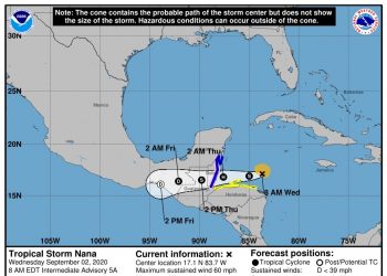 Conred en alerta ante acercamiento de tormenta tropical Nana