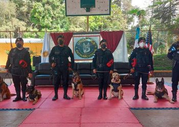 Agentes antinarcóticos rinden homenaje a elementos K-9 que pasan a situación de retiro