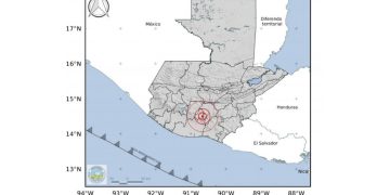 imagen del mapa de Guatemala con marcas sísmicas