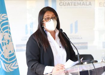 Claudia Ruíz, ministra de Educación, en el discurso de la presentación./Foto: UNODC