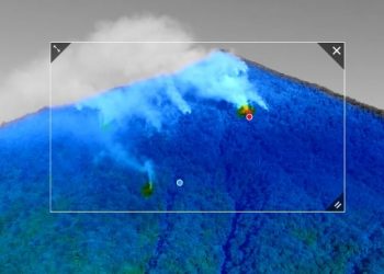 Usan drones para monitorear incendio en volcán Atitlán