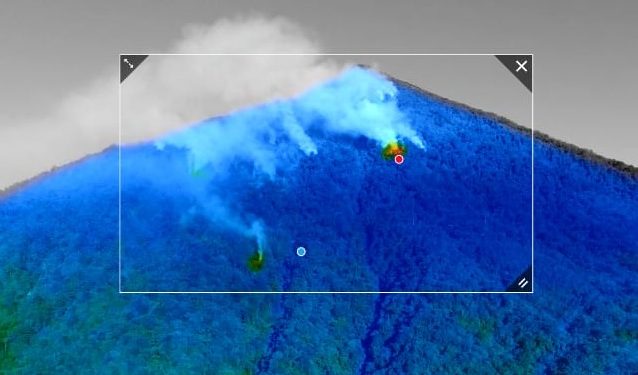 Usan drones para monitorear incendio en volcán Atitlán