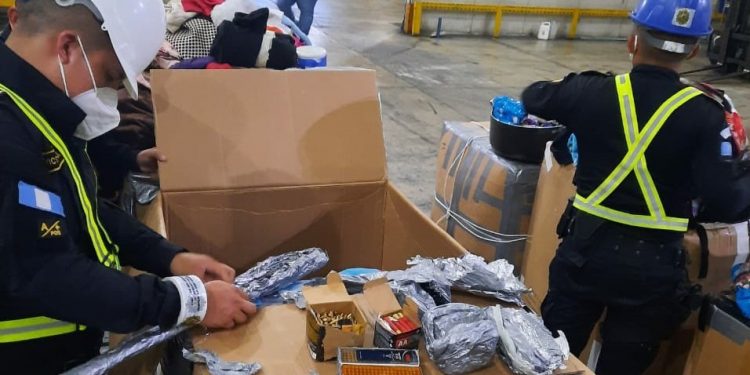 PNC incautó ramas en Portuaria Santo Tomás de Castilla./Foto: PNC.