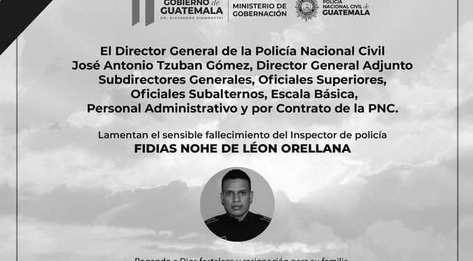 Cúpula policial lamenta fallecimiento de inspector./Foto: PNC.