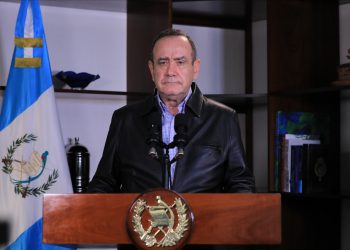 Presidente Alejandro Giammattei durante el mensaje a la nación.