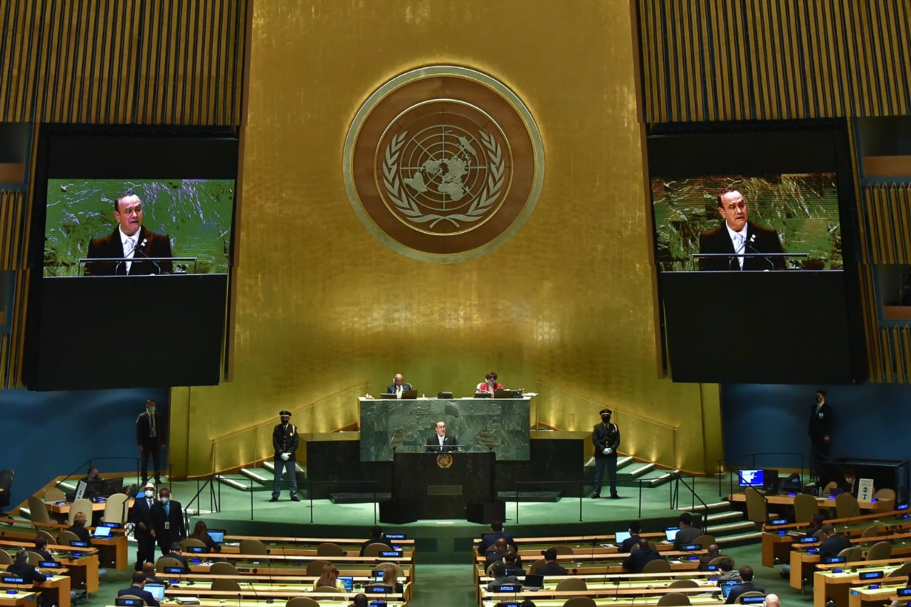 El presidente Alejandro Giammattei participó este miércoles ante la Asamblea General de las Naciones Unidas.