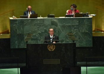 Presidente Alejandro Giammattei en su disertación ante la Asamblea General de la ONU.