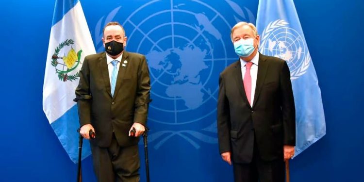 Presidente Alejandro Giammattei y el Secretario General de la ONU, Antonio Guterres.