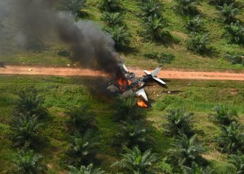 FOTOS. Destruyen aeronave usada para trasladar cocaína en Petén