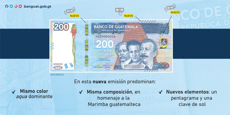 Conozca nuevo diseño del billete de 200 quetzales que estará en circulación