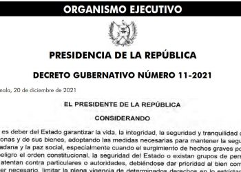 Decreto Gubernativo publicado por el Gobierno de Guatemala sobre el estado de sitio en Nahualá y Santa Catarina Ixtahuacán
