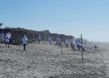 Voluntarios trabajan en el programa Playas Limpias del MARN, para evitar que desechos sólidos contaminen más recursos hídricos.