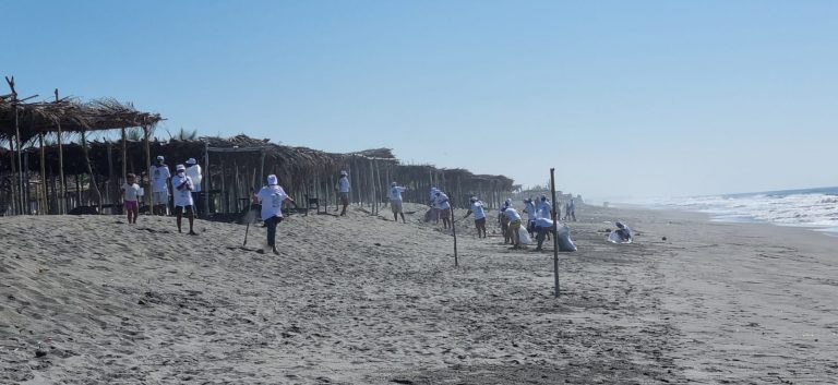 Voluntarios trabajan en el programa Playas Limpias del MARN, para evitar que desechos sólidos contaminen más recursos hídricos.