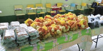 Una muestra de los productos que los productores agropecuarios entregaron en escuelas de todo el país en 2021.