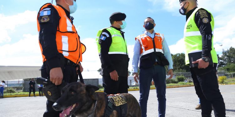 Supervisan entrenamiento antinarcótico en Aeropuerto La Aurora