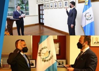 El canciller Pedro Brolo Vila juramenta a los muevos embajadores en Chile y Uruguay.