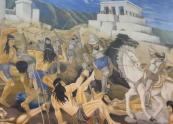 Restauran obra que ilustra la caída del imperio Mam