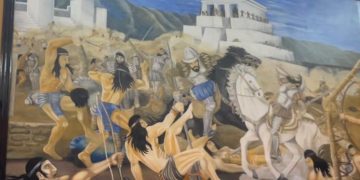 Restauran obra que ilustra la caída del imperio Mam