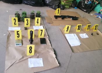 Las fuerzas de seguridad llevan a cabo las investigaciones tras localizar el arma y droga.