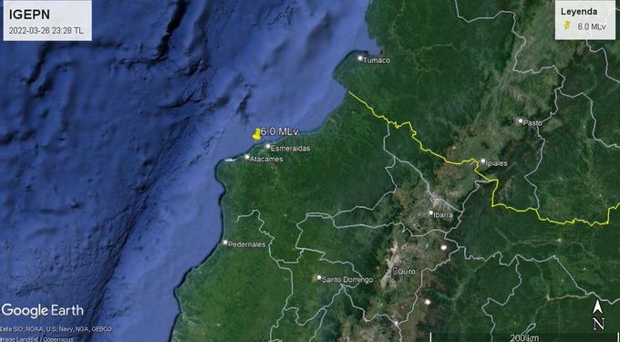 Al menos 15 réplicas luego de sismo de magnitud 6 en la costa de Ecuador