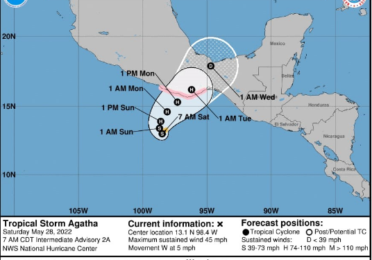 Depresión tropical se convierte en tormenta tropical Agatha
