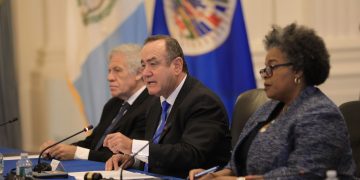 Presidente Alejandro Giammattei, en la sesión protocolar ante el Consejo Permanente de la OEA.