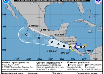 Monitorean depresión tropical dos ubicada al norte de Panamá