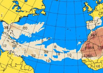 proyección del polvo del sahara
