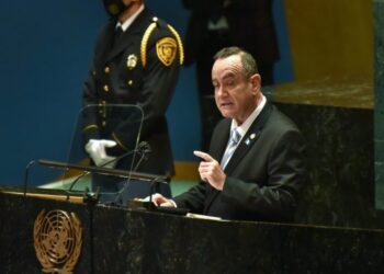 El presidente Alejandro Giammattei, durante su participación en la 76 Asamblea de la ONU en 2021.