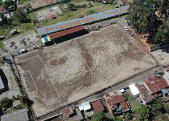 Trabajos de ampliación del Estadio de Santa Lucía Utatlán, Sololá fueron inaugurados en mayo. /Foto: Dirección de Deporte y Recreación MCD