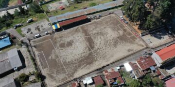 Trabajos de ampliación del Estadio de Santa Lucía Utatlán, Sololá fueron inaugurados en mayo. /Foto: Dirección de Deporte y Recreación MCD