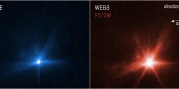 Impacto de DART contra asteroide desde los ojos del Hubble y el Webb
