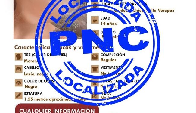 PNC localiza a dos menores con Alerta Alba Kenneth en las Verapaces