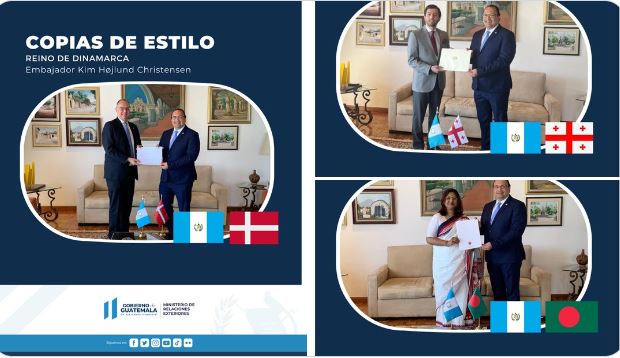 Tres embajadores presentan copias de estilo a canciller guatemalteco.