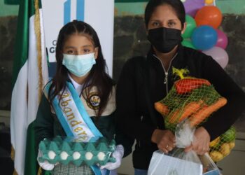 Estudiantes de todos los niveles reciben alimentos y útiles escolares