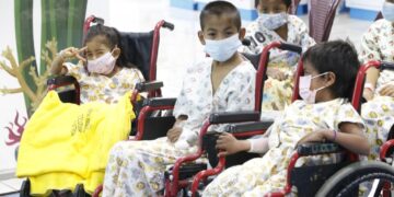 Pequeños del área de pediatría dieron inicio con su formación educativa. /Foto: MSPAS