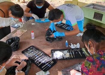 Estudiantes ponen en práctica sus conocimientos en enfermería. /Foto: MSPAS