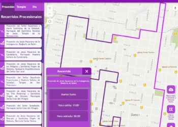Estos son los detalles de recorridos procesionales en tiempo real