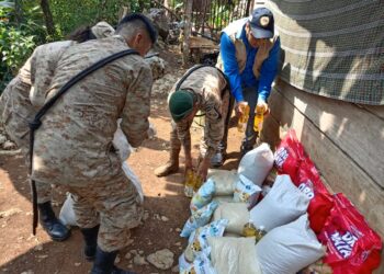Ejército apoya embalaje y entrega paquetes nutricionales