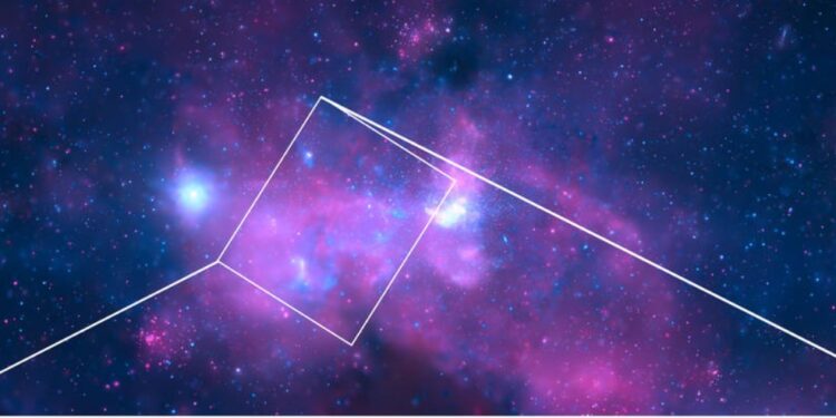 Sagitario A* se encuentra a 25 mil años luz de la Tierra. / Foto: IXPE: NASA/MSFC/F. Marín et al; Chandra: NASA/CXC/SAO; Procesamiento de imágenes: L.Frattare, J.Major & K.Arcand