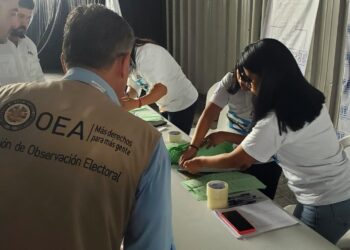 Observadores electorales y fiscales de partidos políticos presenciaron el simulacro.