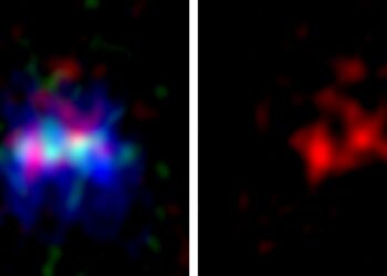 La galaxia muestra un estado turbulento de gases hiperveloces. / Foto: Observatorio ALMA.