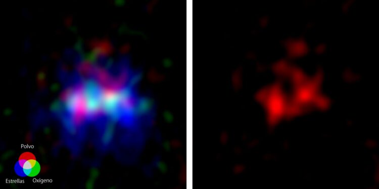 La galaxia muestra un estado turbulento de gases hiperveloces. / Foto: Observatorio ALMA.