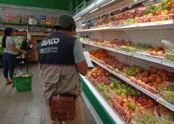 Personal de la Diaco monitorea los precios de los productos de la canasta básica. /Foto: Diaco