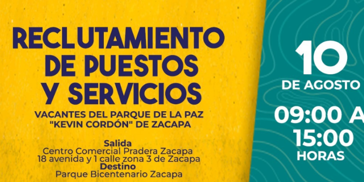 Abren convocatoria para trabajar en el Parque de la Paz Kevin Cordón