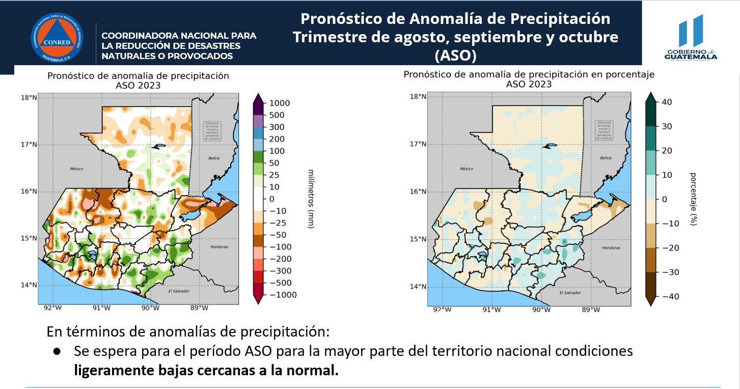Pronóstico de anomalía de precipitación en tres meses.