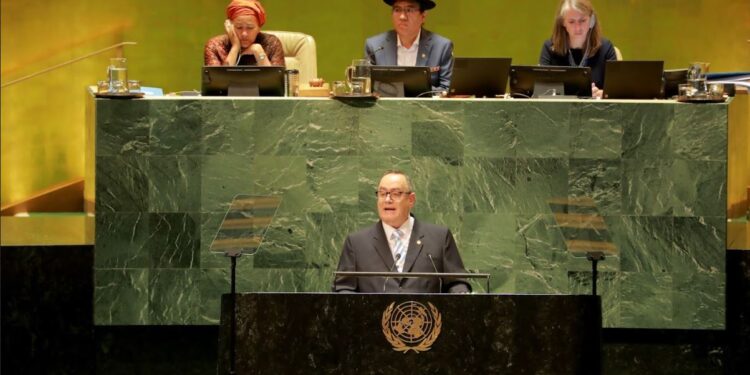 Presidente Alejandro Giammattei durante su discurso ante la ONU.