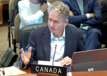 Representante de Canadá ante la Organización de Estados Americanos, Hugh Adsett. /Foto: Transmisión OEA